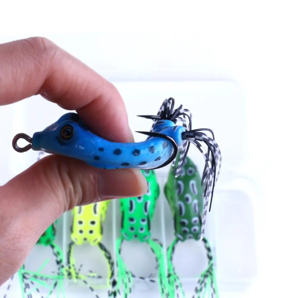 

HENGJIA 5 шт./кор. двойные крючки, приманки лягушки 5,5 см 8 г, мягкие мини-приманки для рыбалки, портативные металлические крючки, наживки для рыба...