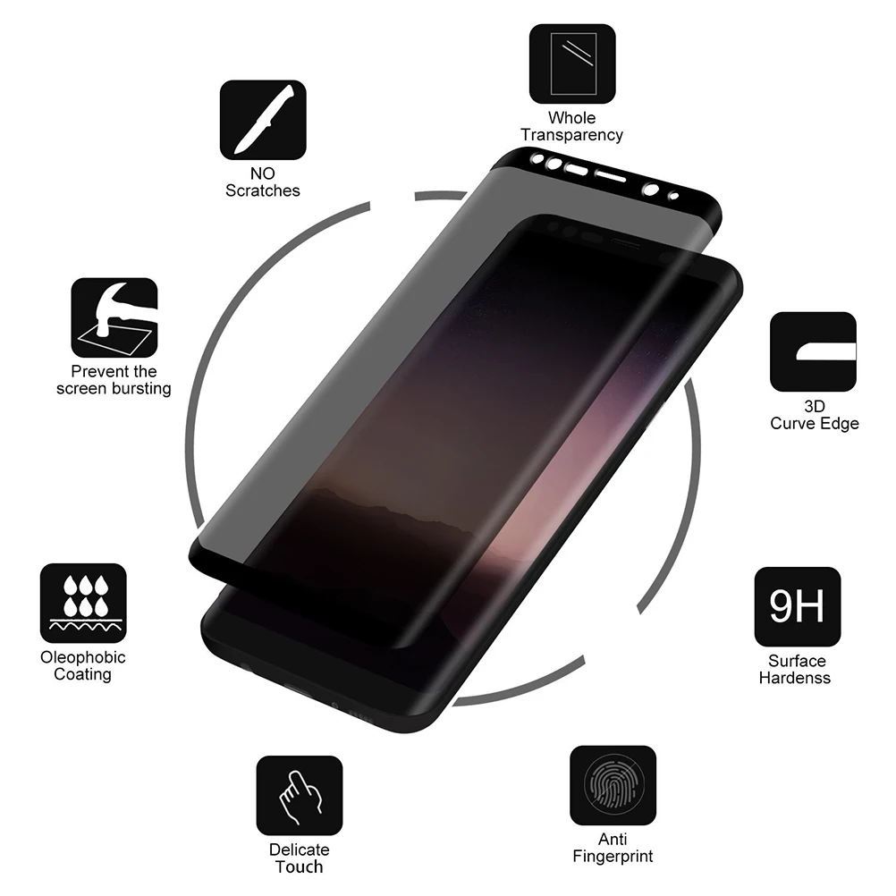 Анти-шпион Премиум закаленное Стекло протектор для Samsung Galaxy S8 конфиденциальности
