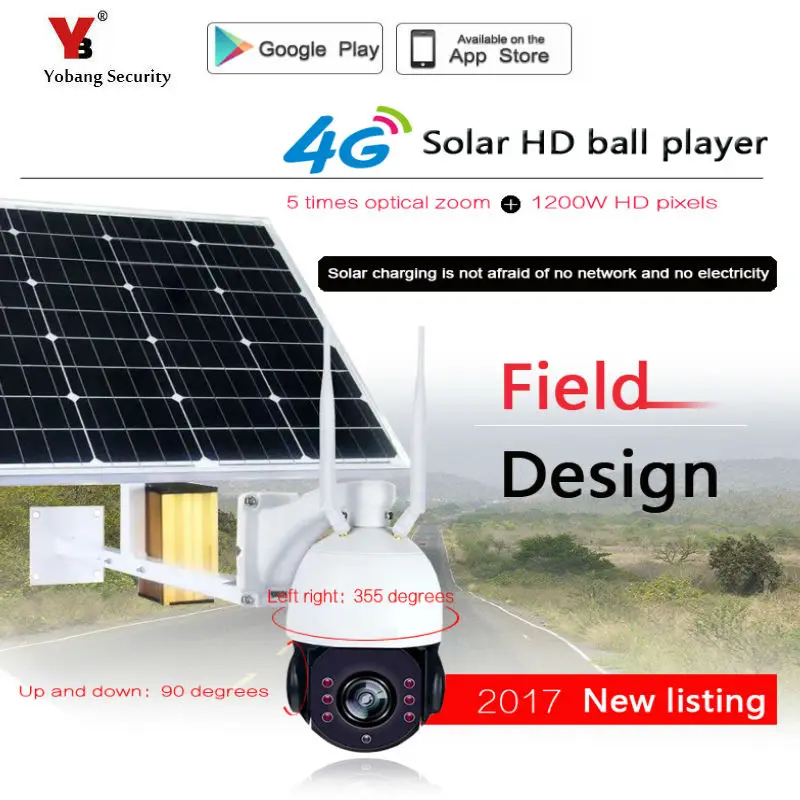 Камера видеонаблюдения на солнечных батареях HD 1080P беспроводная WIFI 4G камера