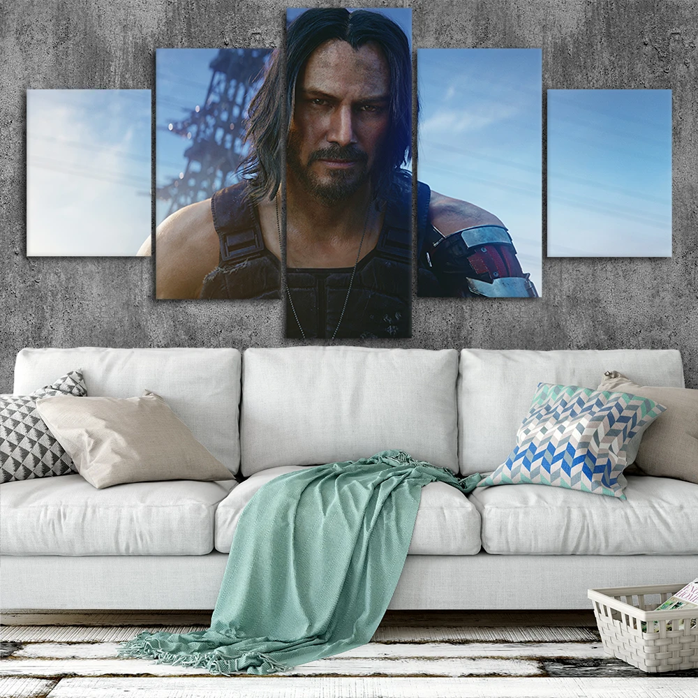 Cyberpunk 2077 Keanu Ривз Холст Плакаты украшения для дома стены искусства рамки 5 шт.