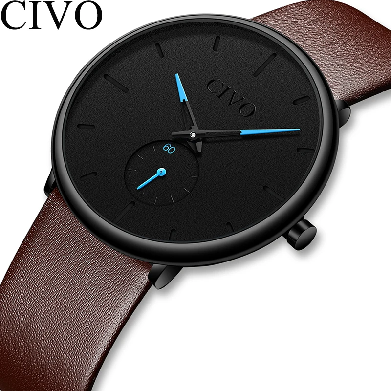 CIVO Fashion Luxury Designer Quartz Watches Women Leather Strap Casual Ladies Simple Wrist Girl Clock Female Gift | Наручные часы