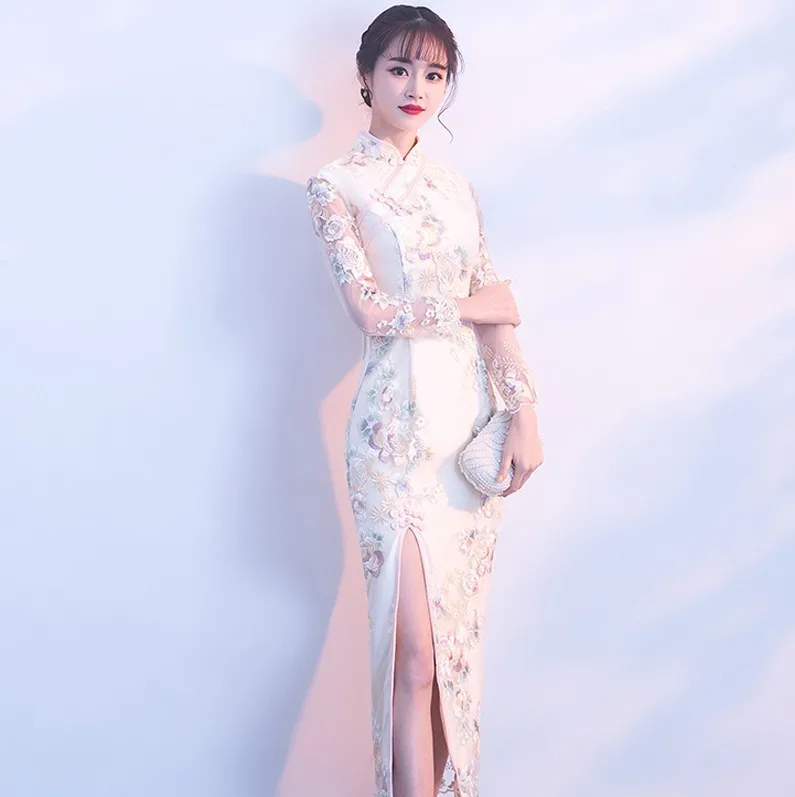 Сексуальное бежевое китайское свадебное платье Qipao Мини Cheongsam модное короткое Qi Pao традиционное женское вечернее платье, китайское платье невесты - Цвет: Style B