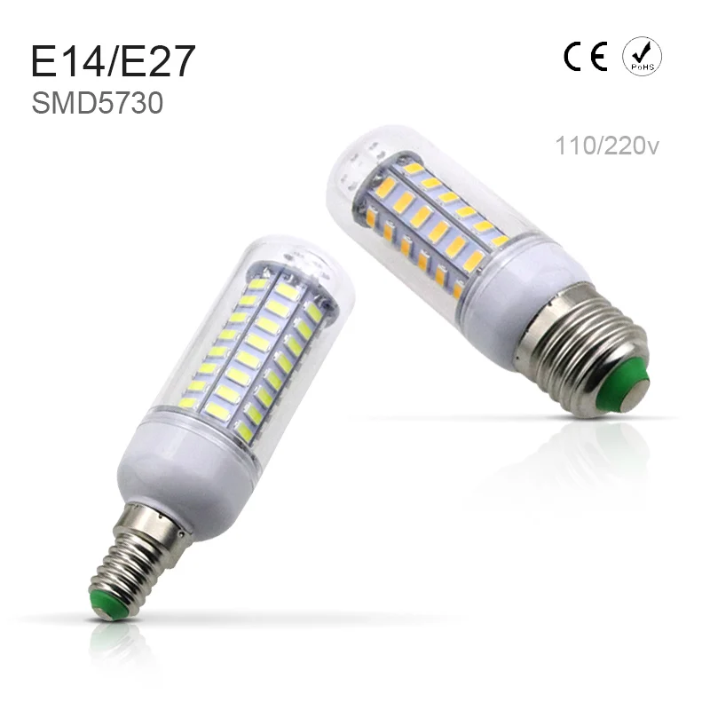 SMD5730 E14 светодиодный индикатор 24 36 48 56 69 72 s E27 220 В Кукуруза лампа люстра для дома