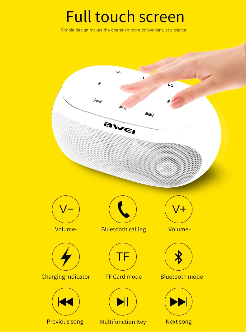 DRXENN Awei Y200 Bluetooth Speaker Portable Wireless Soundbar Mini Music Boombox For Computer Phone Support Bluetooth TF USB