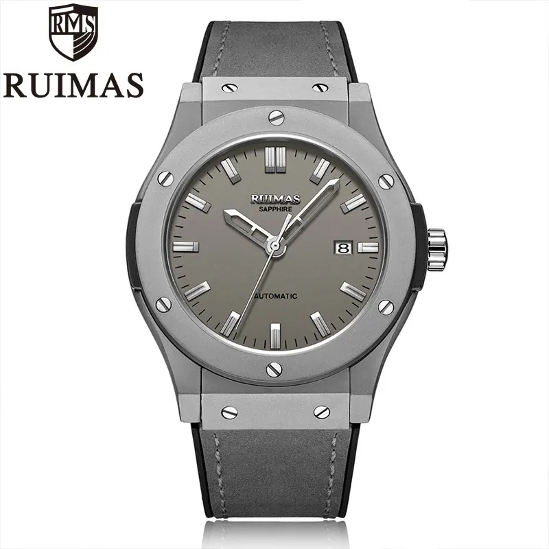 RL6759G-Gray Ruimas мужские часы Топ бренд кожа Роскошные автоматические механические роскошные часы для мужчин спортивные наручные часы для мужчин s Reloj Hombre - Цвет: RL6759G-Gray