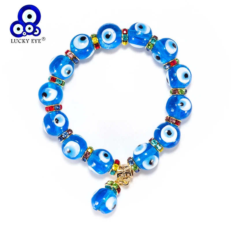 Lucky Eye стеклянный браслет со сглаза с голубыми бусинами для женщин и мужчин