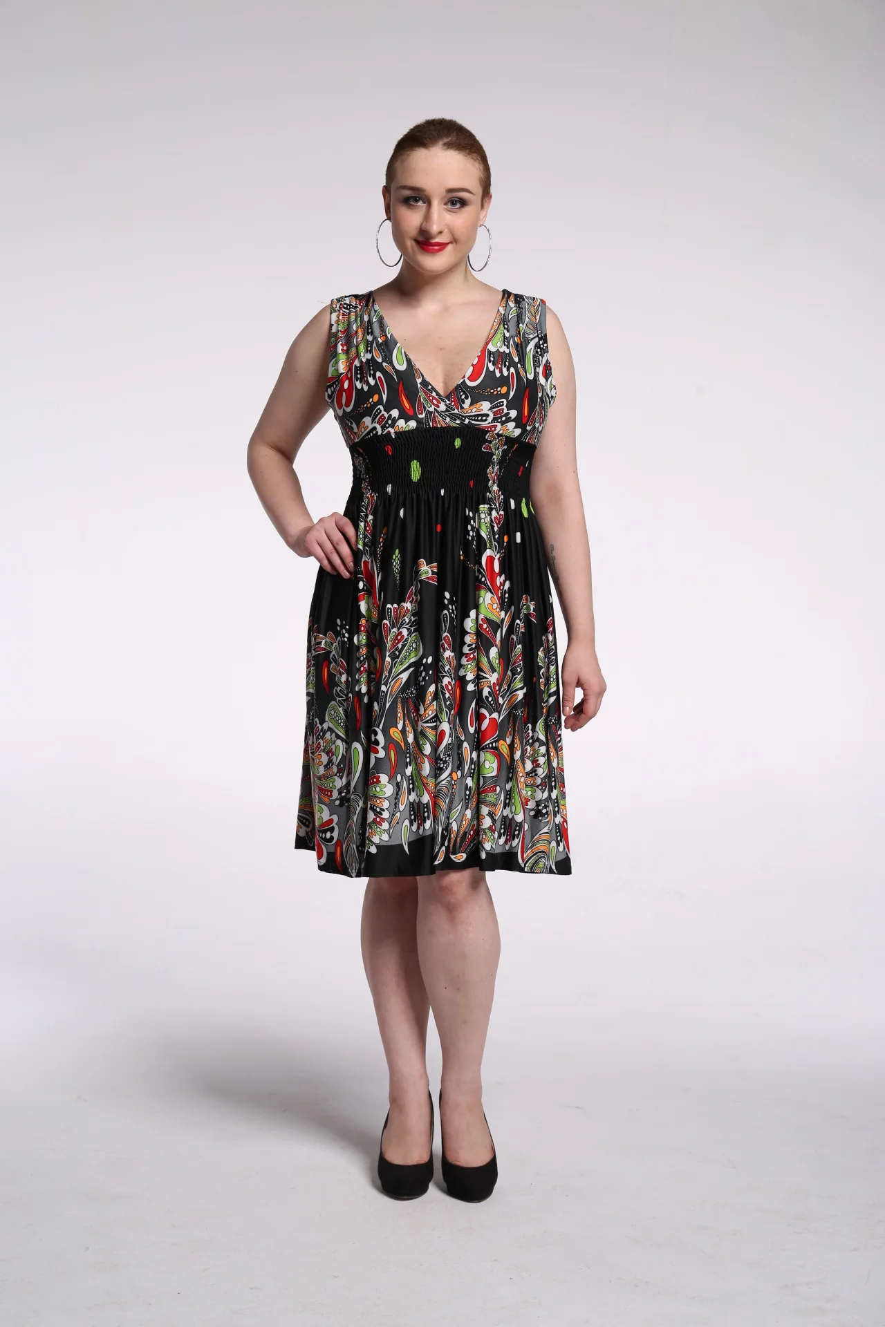 Женское винтажное платье с завышенной талией летнее пляжное в богемном стиле