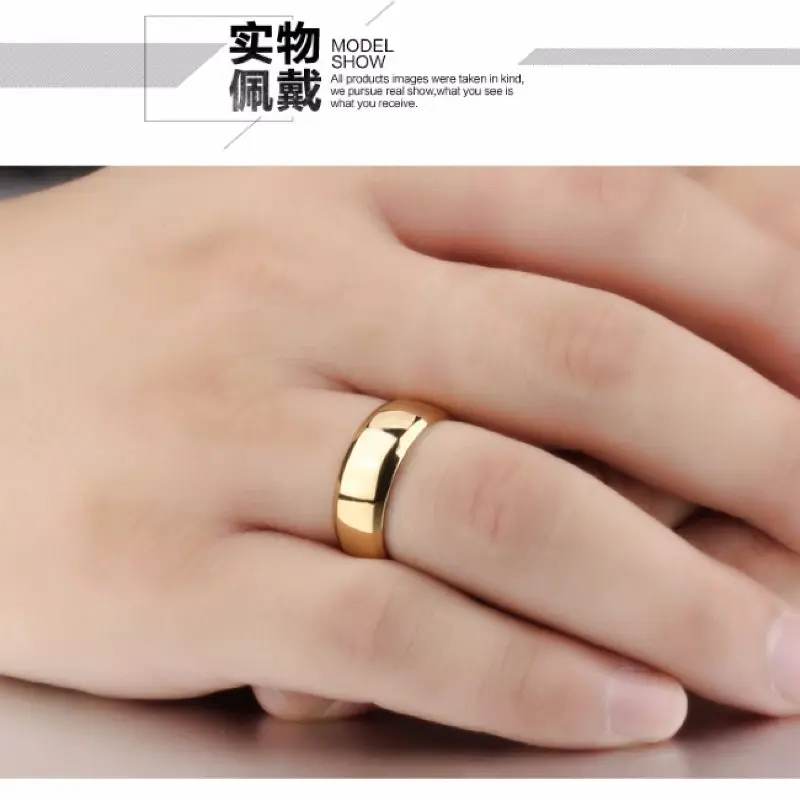 QianBei Free 5pcs Sainless Steel Ring Simple Gold Color Rings Lovers Fashion Wedding Jewelry Party Women Men Valentine's gift |