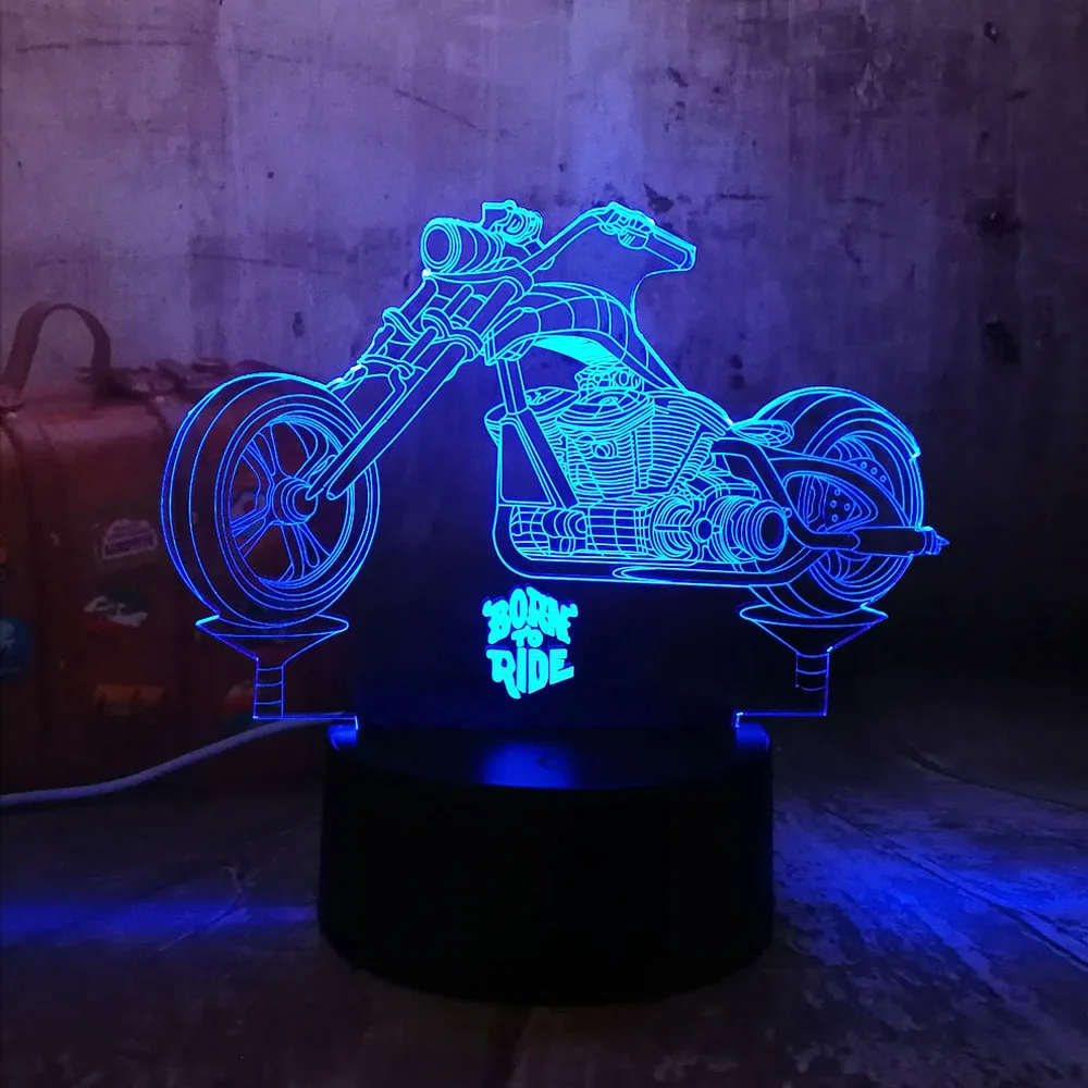 Крутой 3D светодиодный ночник для езды на мотоцикле, RGB, 7 цветов, USB, сенсорный, для спальни, настольная лампа, для дома, вечерние, для декора, детский подарок, Лава