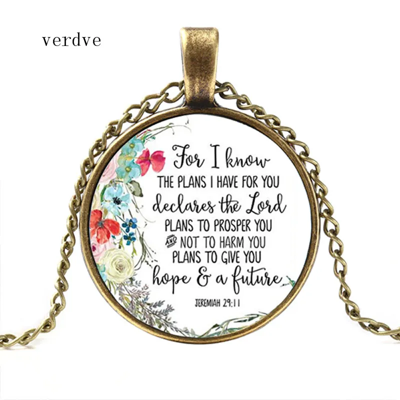 VERDVE Jeremiah 29 11 я знаю что у меня есть для вас Библейский стих ожерелье стеклянный