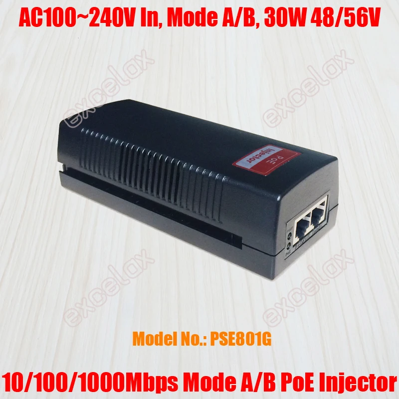 Сетевой Инжектор PoE PSE801G 1000 Мбит/с 1 ГБ 100 ~ 240 В переменного тока режим A 1/2 + B 4/5