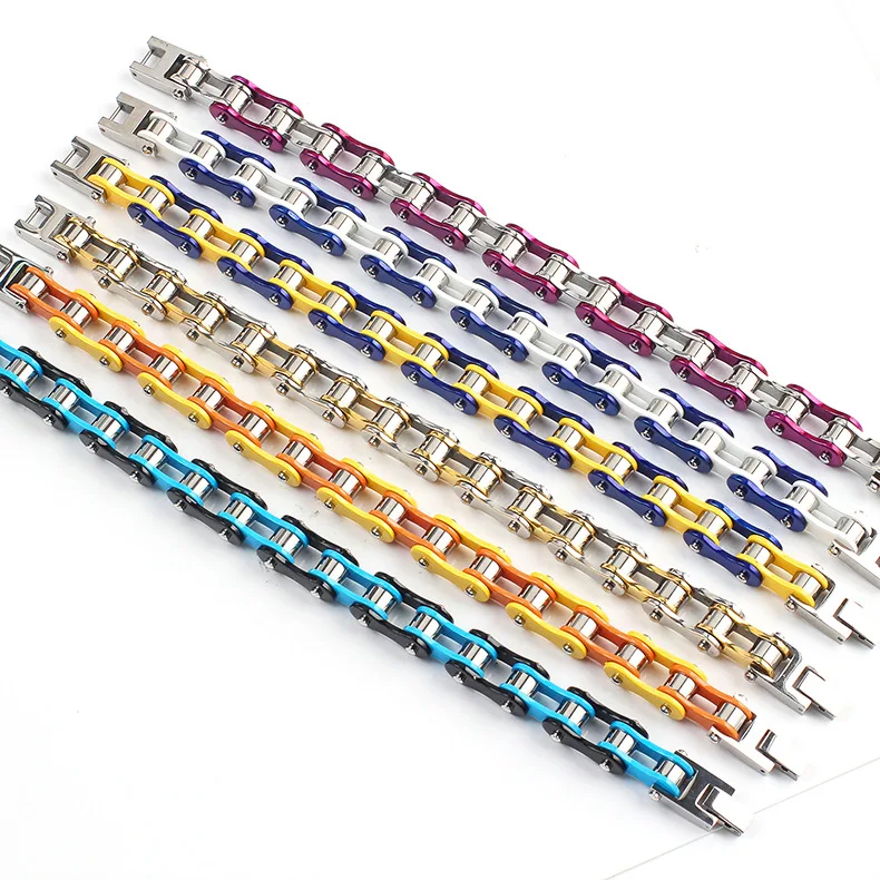 Унисекс нержавеющая сталь мотоциклетные байкерские цепи браслеты зеленого