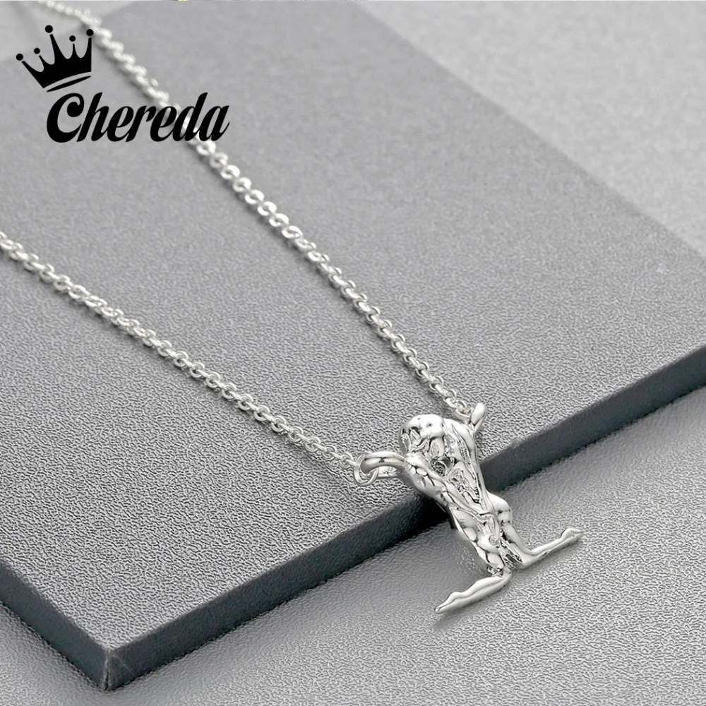 

Chereda Romantic Couple Sweethearts Love Jump Charm Pendant Necklaces For Women Vintage Simple Choker Jewelry Female Brand Gift