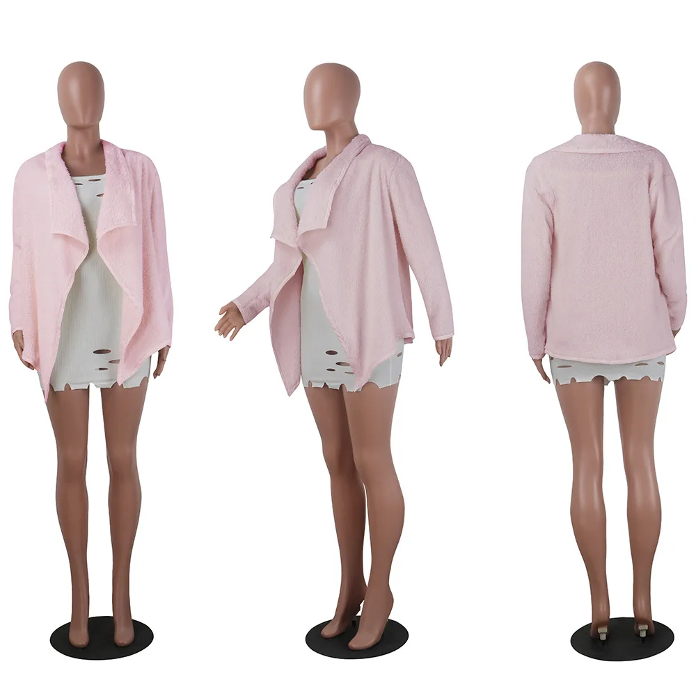 SaHezeng 2017 Autumn Fashion Women Warm Mohair Cardigan Outerwear Casual Loose Turn-down Collar Ladies Coats B10-1 |