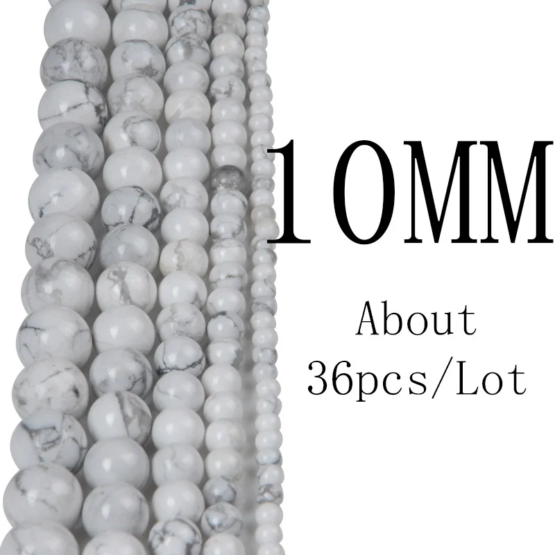 white 10mm 4 6 8 10 12 мм натуральный белый и зеленый Хаулит Камень бусины для браслета ожерелье DIY ювелирных изделий - Цвет: white 10mm