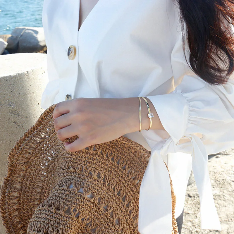 Flyleaf Золотая Двойная Цепочка 4a Цирконий Шарм Браслеты для женщин 2018 новый тренд