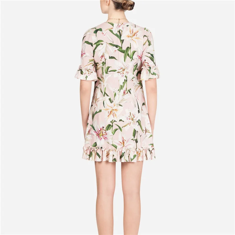 Милая женская одежда с рисунком подиумная коллекция шикарные Цветочные Мини