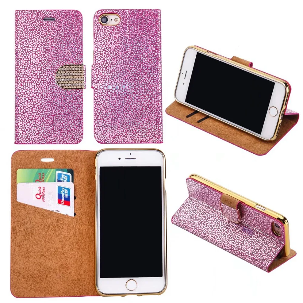 Роскошные Bling Блеск Камня кожаный бумажник для iPhone 7/Plus/6 6 s/Galaxy S8/S7 /edge diamond