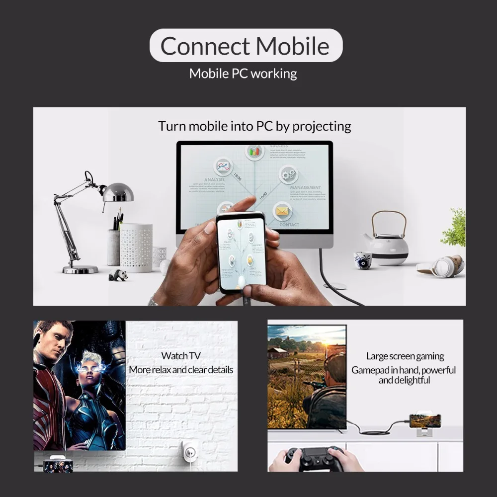 Кабель ORICO USB C к DisplayPort 4K 60Hz DP кабель 3 1 Type для ПК ноутбука MacBook 2017 Galaxy S9 Huawei P20 10| |