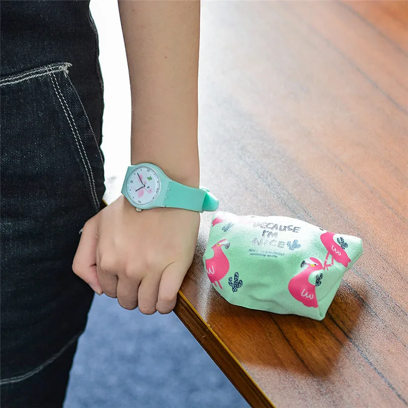 Женские часы кошелек LASPERAL модные фламинго Резиновые наручные с силиконовым