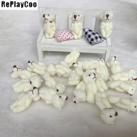 100pcslotmini teddy bear stuffed plush toys small bear stuffed toys 3 5cm white doll with bow plush pendant kids birthday gifts