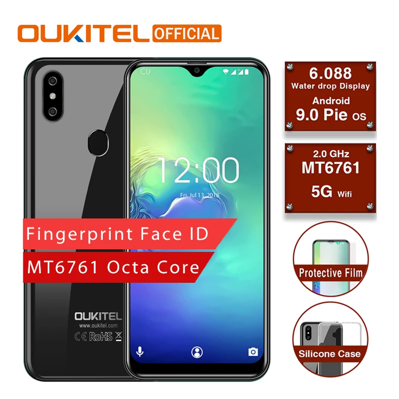 Мобильный телефон OUKITEL C15 Pro, 6,088 дюйма, 19:9, капля воды, 2 ГБ, 16 ГБ, Android 9,0, MT6761, четыре ядра, 4G, LTE, смартфон, 2,4G/5G, WiFi, Face ID