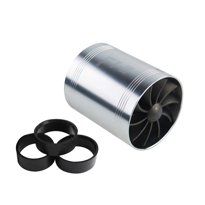 SILVERFANBLACKRUBBER Hypertune-F1-Z, двойной турбинный турбонагнетатель, воздухозаборник, газ, экономия топлива, вентилятор, автомобильное супер зарядное устройство, HT-FSD11 - Цвет: SILVERFANBLACKRUBBER