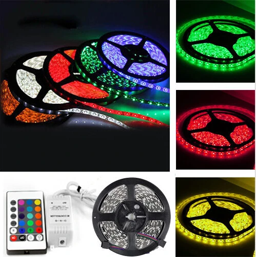 Гибкая СВЕТОДИОДНАЯ лента SMD 5050 RGB 300 5 м 12 В постоянного тока + пульт