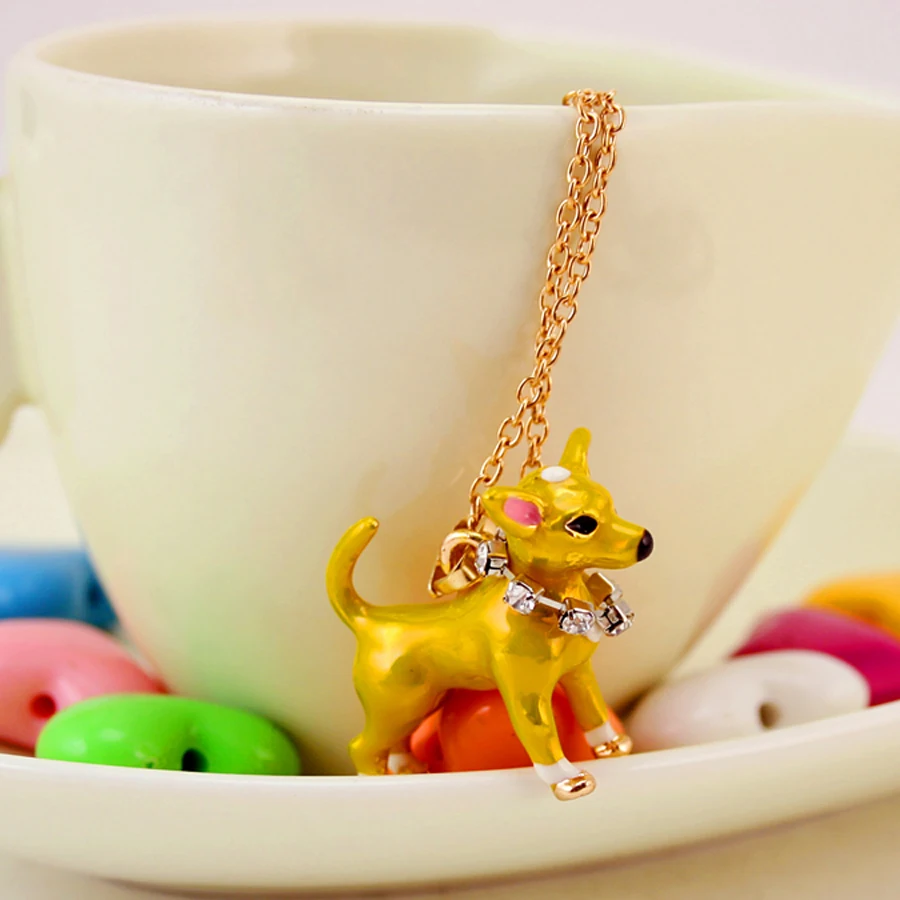 Очаровательное эмалированное маленькое желтое ожерелье для собаки модная