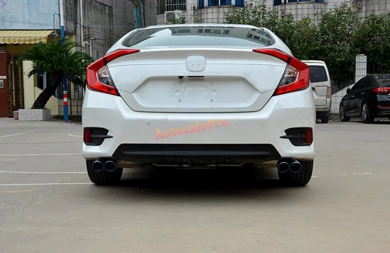 Для Honda Civic 10th седан 2016 2017 нержавеющая красочный синий хвост выхлопной трубы