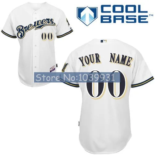 Free Shipping Custom Milwaukee Brewers Authentic Personalized 2013 New Cool Base Double Stitched Onfield Baseball Jersey | Спорт и