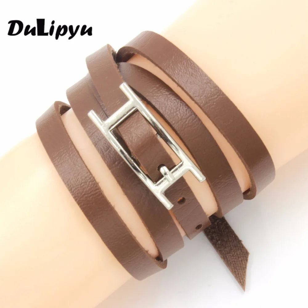 12pc/lot Cool Multi-layer PU Leather Belt H buckled Black White Coffee Bracelet JW008 | Украшения и аксессуары