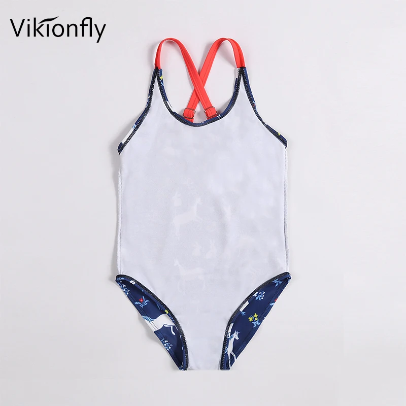 Детские купальники Vikionfly с принтом животных Цельный купальник для девочек Летний