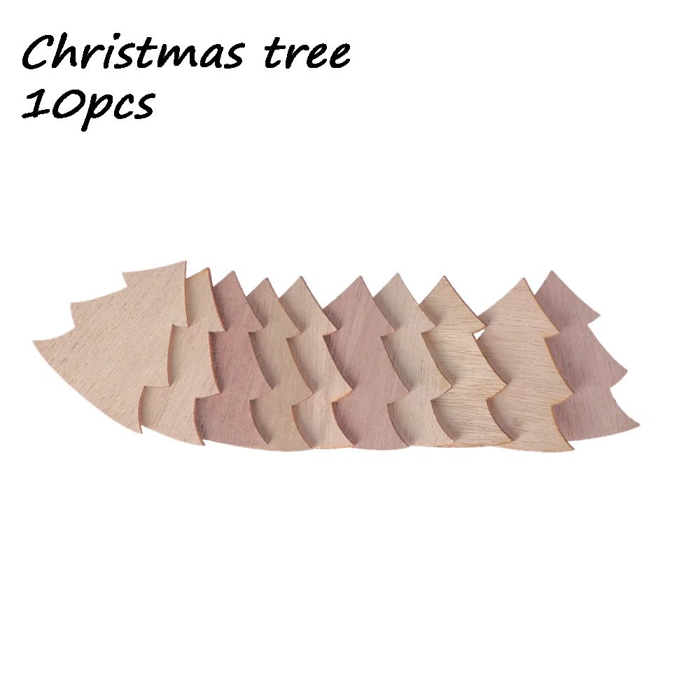 Christmas tree 10 шт./компл. Природа Деревянный Скрапбукинг художественная коллекция Сердце Звезда полый ремесло для ручной работы аксессуар шитье украшения дома - Цвет: Christmas tree