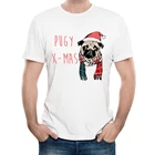 Мужская футболка с коротким рукавом, модная Рождественская футболка с изображением Санты мопса, высокое качество, lc2892