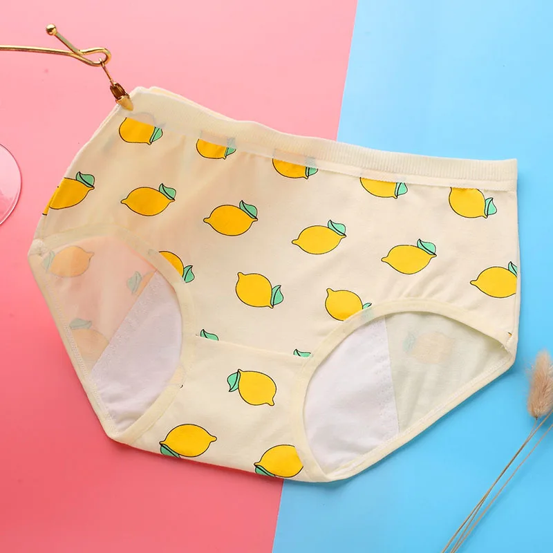 light lemon Женское белье для критических дней FallSweet, женские трусики из хлопка с защитой от протечек, M–L–XL - Цвет: light lemon