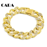 cara new good quality plated zinc alloy rhinestones mens chain bracelet hip hop rapper jewelry chain bracelet bangles cagm0045