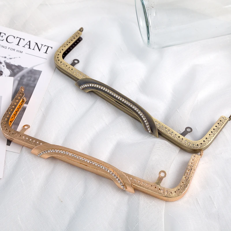1pc Gold/Bronze Metal Frame Kiss Clasp Lock Handle Arch For DIY Purse Bag Diamond Square Craft 25cm | Багаж и сумки