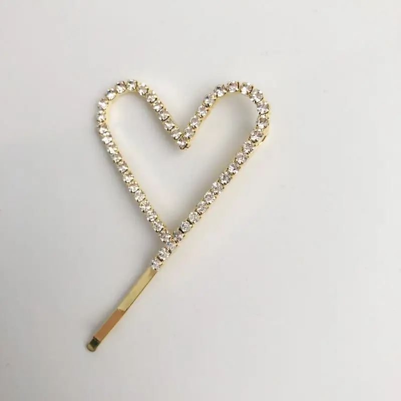 1 PC Hollow Heart Wedding Bridal Star Sign One Word Hairpin Women Glitter Rhinestone Hair Clip Side Bang Decorative Barrette | Украшения и