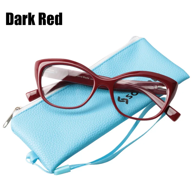 Dark Red SOOLALA, весенние шарнирные очки для чтения, для женщин и мужчин, очки с большими прозрачными линзами для чтения, очки для чтения+ от 0,5 до 4,0 - Цвет оправы: Dark Red