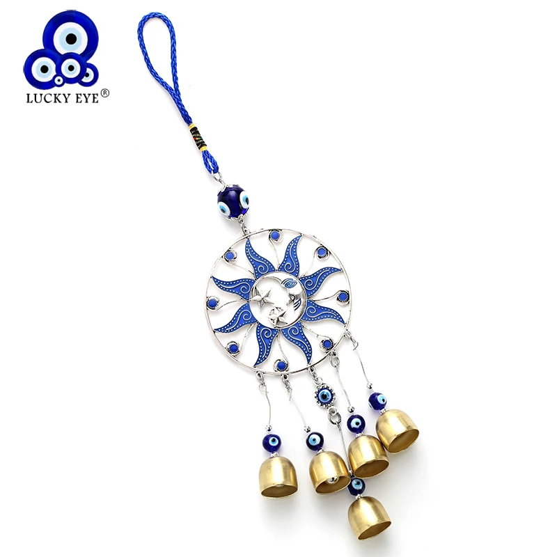 Lucky Eye, сплав, защита от солнца, Луна, подвеска, брелок, сглаза, ветровой колокольчик, настенный, автомобильный брелок, модные ювелирные изделия, подарки EY4738