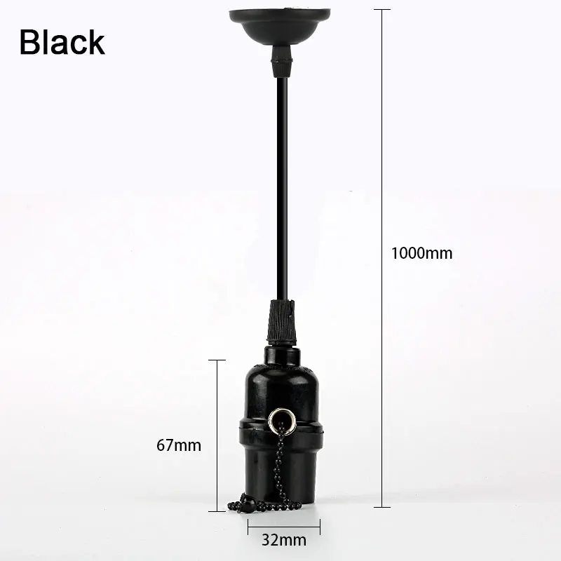 Zipper Black Gitex Цоколи E27 Ретро Винтаж Эдисон лампы держатель застежки-молнии/включение/выключение светильника розетка промышленная лампа Подвески лампа на веревке базы - Цвет: Zipper Black