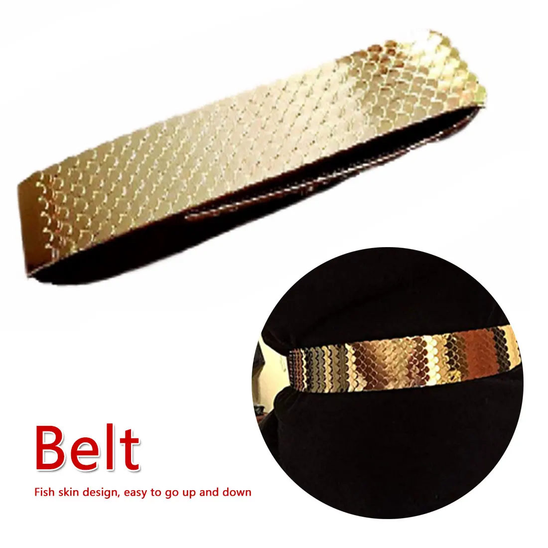 4.5cm Wide Fish Skin Belts Women Belt Gold Silver Metal For Women Fashion Elastic Belt Apparel Accessories belts for dresses