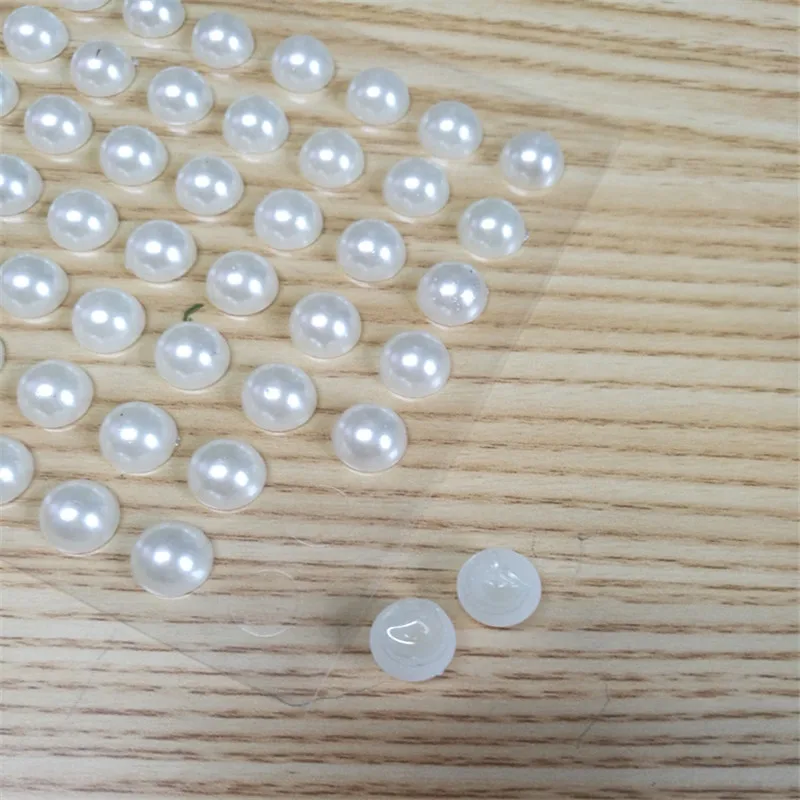 

63pcs/sheet Flatback Imitation Pearls White Acrylic Beads Self Adhesive Sticker Mobile PC Nail Art Decals DIY Craft Accessories