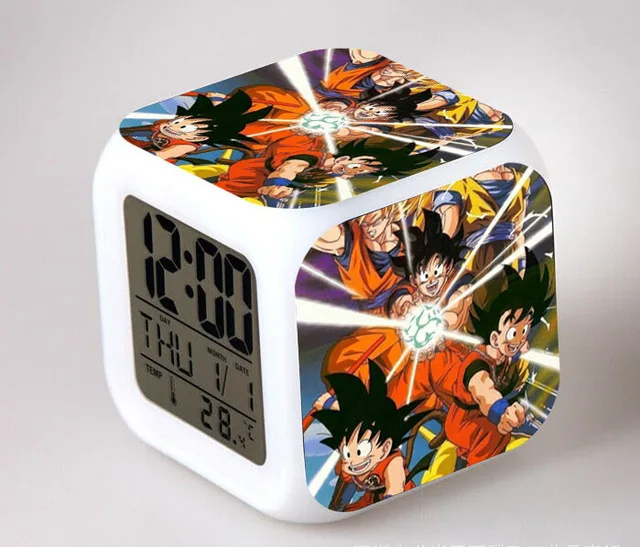 Темный хаки Японский аниме DRAGON BALL Sou Goku светодиодный 7 цветов вспышка цифровой будильник часы детский ночник спальня часы-будильник - Цвет: Темный хаки