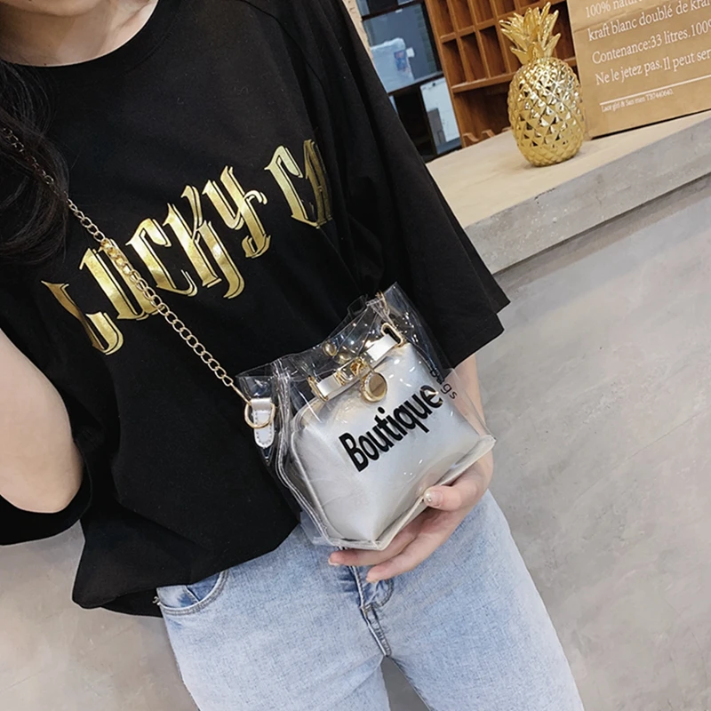 Модная женская прозрачная сумка из ПВХ тоут Наплечная Сумка Хобо мессенджер