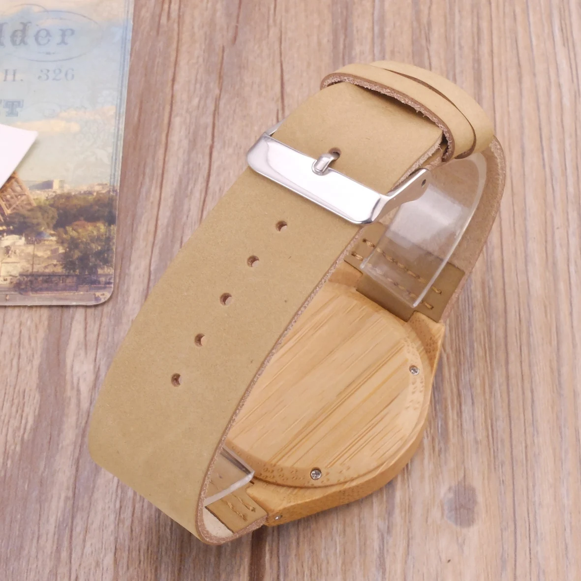 Часы из бамбука и дерева минималистичные наручные часы Будды с ремешком