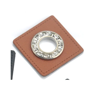 Brown nickle eyelets 30 шт./лот 27 мм квадратный черный/коричневый искусственная кожа пришить значки патч+ 17 мм Металл латунь стекло стразы люверсы 9 мм отверстие - Цвет: Brown nickle eyelets