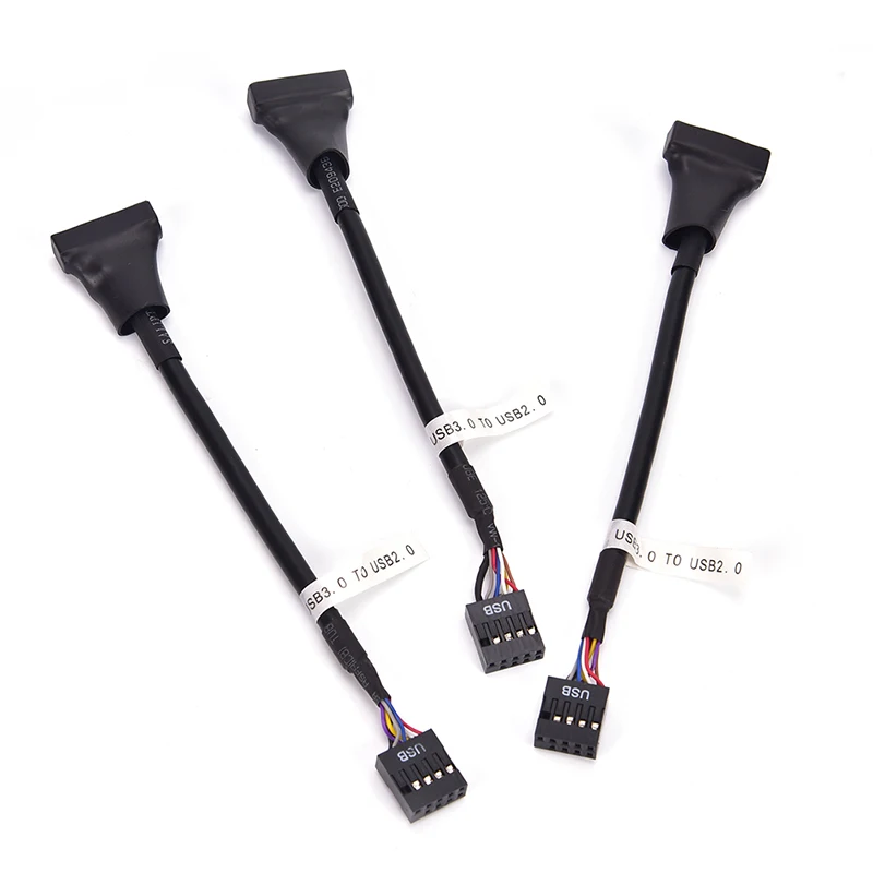 5 шт. черный USB 2 0 9 контактный Корпус Мужской к материнской плате 3 20pin переходник с