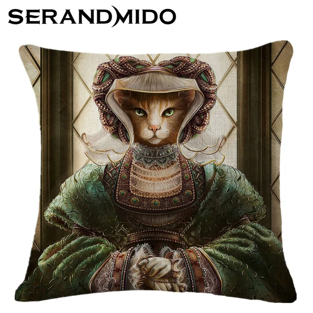 Декоративные Чехлы для подушек Винтаж кошка и собака печати Подушки Детские